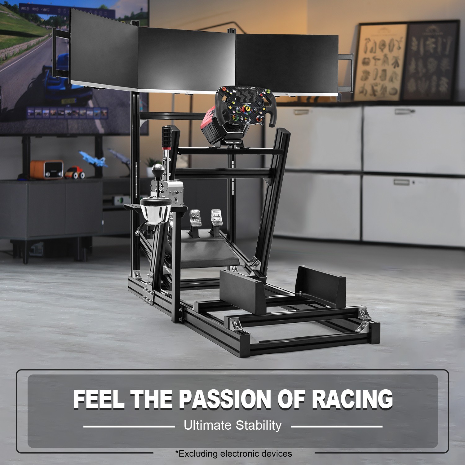 Marada Sim Racing Cockpit Stand with Monitor Bracket Fit Logitech G29 G920 G923