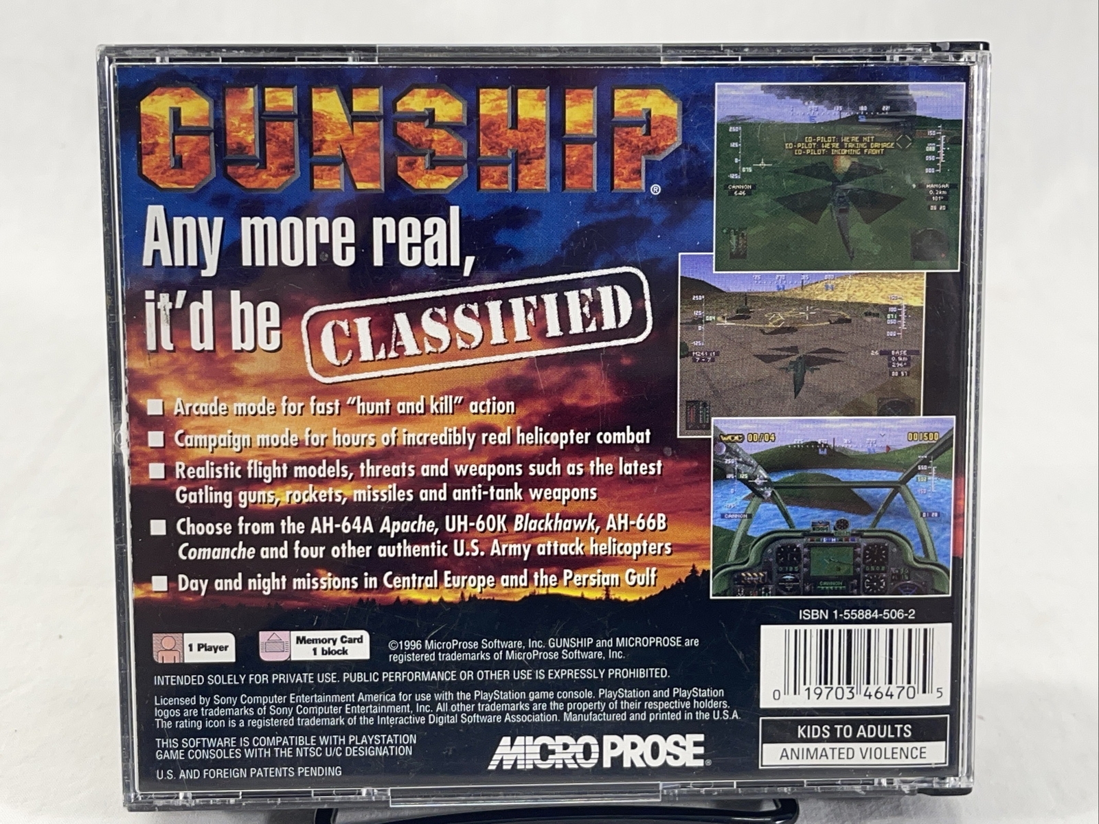 Gunship (Sony PlayStation 1, 1996) PS1 Complete W/ Manual Reg. Card