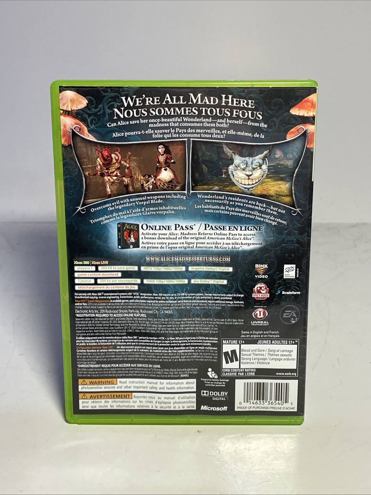 Alice: Madness Returns (Microsoft Xbox 360, 2011)