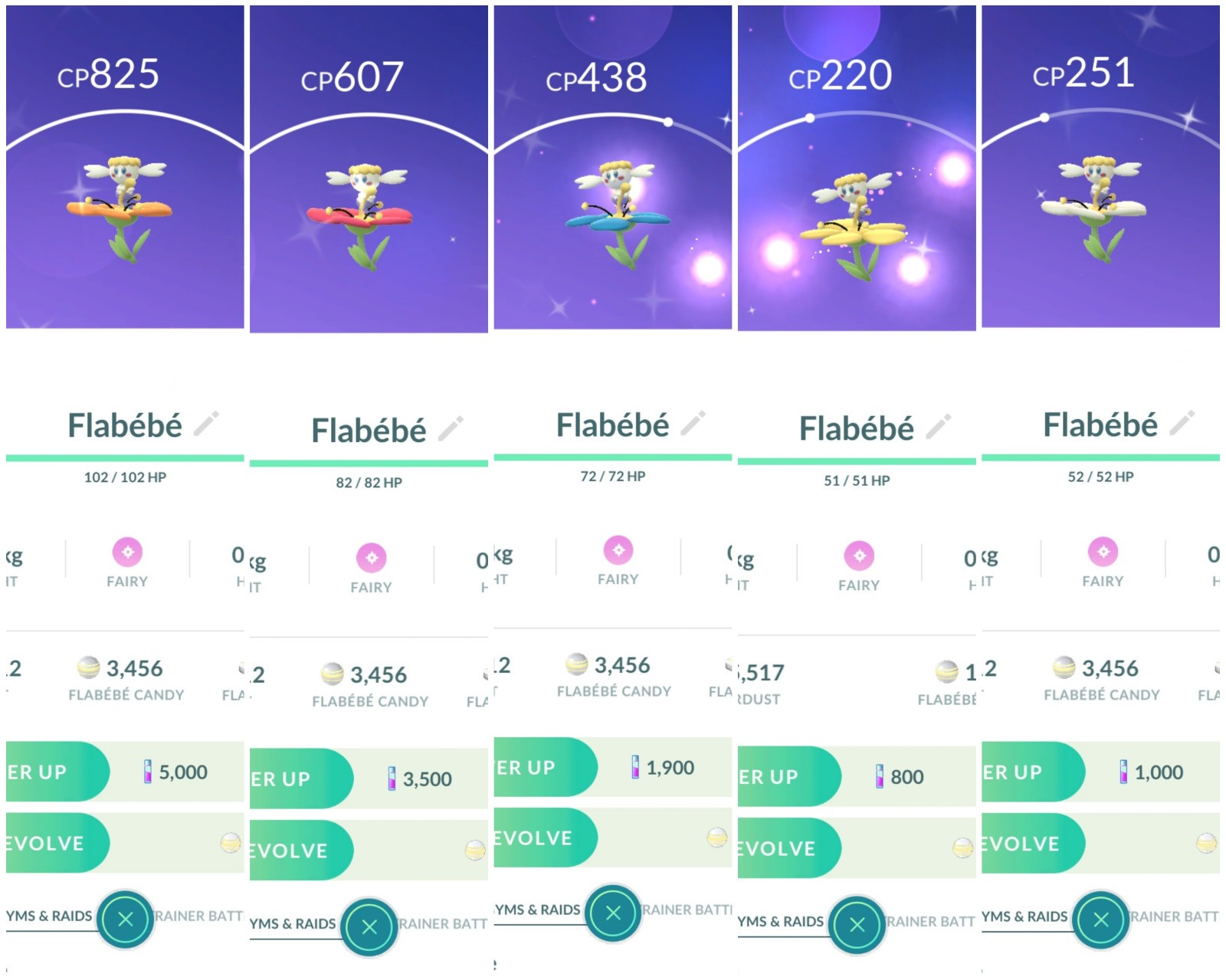Pokémon Go -Shiny Flabebe Blue/Red/White/Orange/Yellow Flower Flabébé-Registered