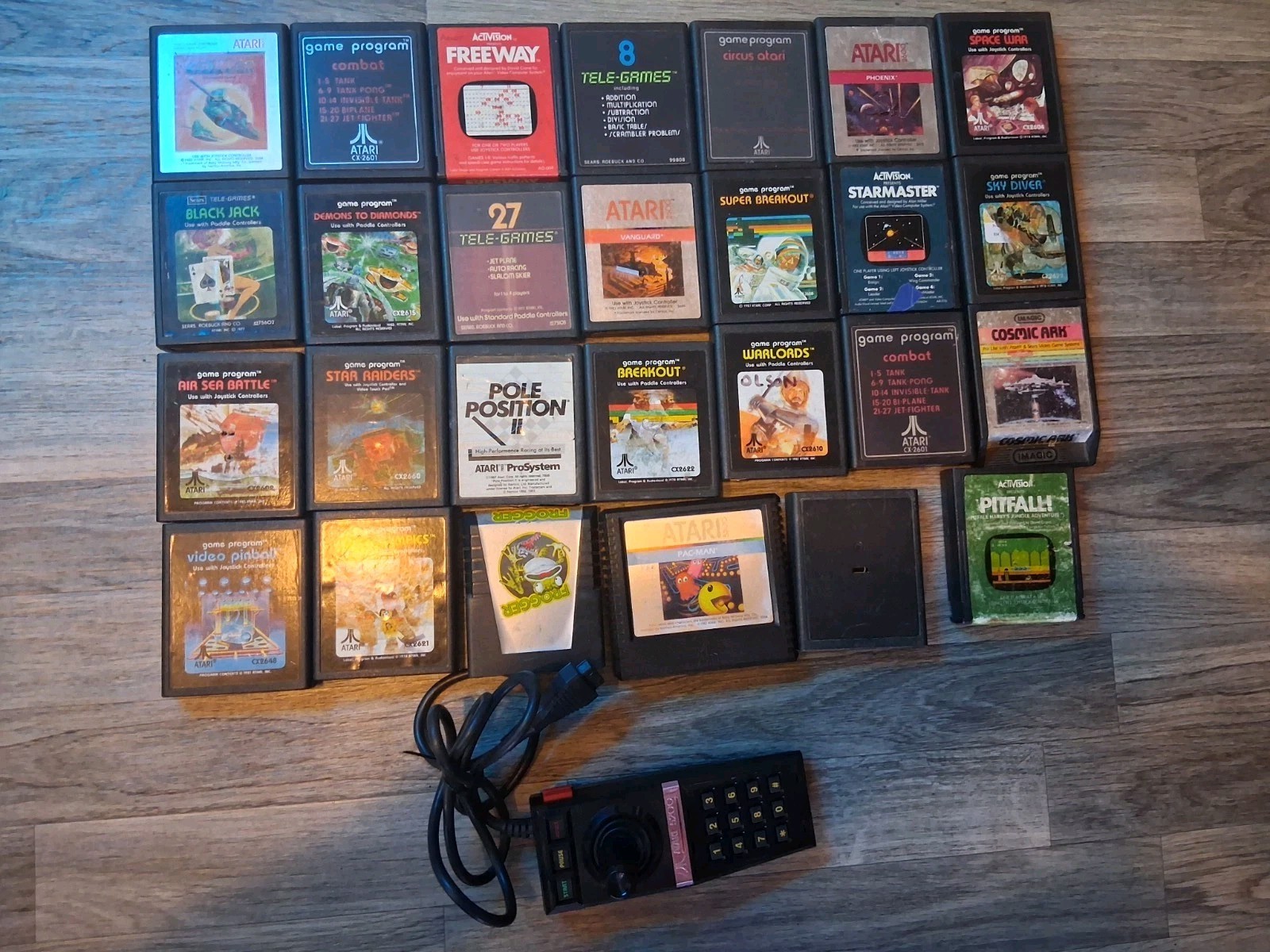 Atari 2600 Game Lot 27 Games + Atari 5200 Controller W/ Pitfall