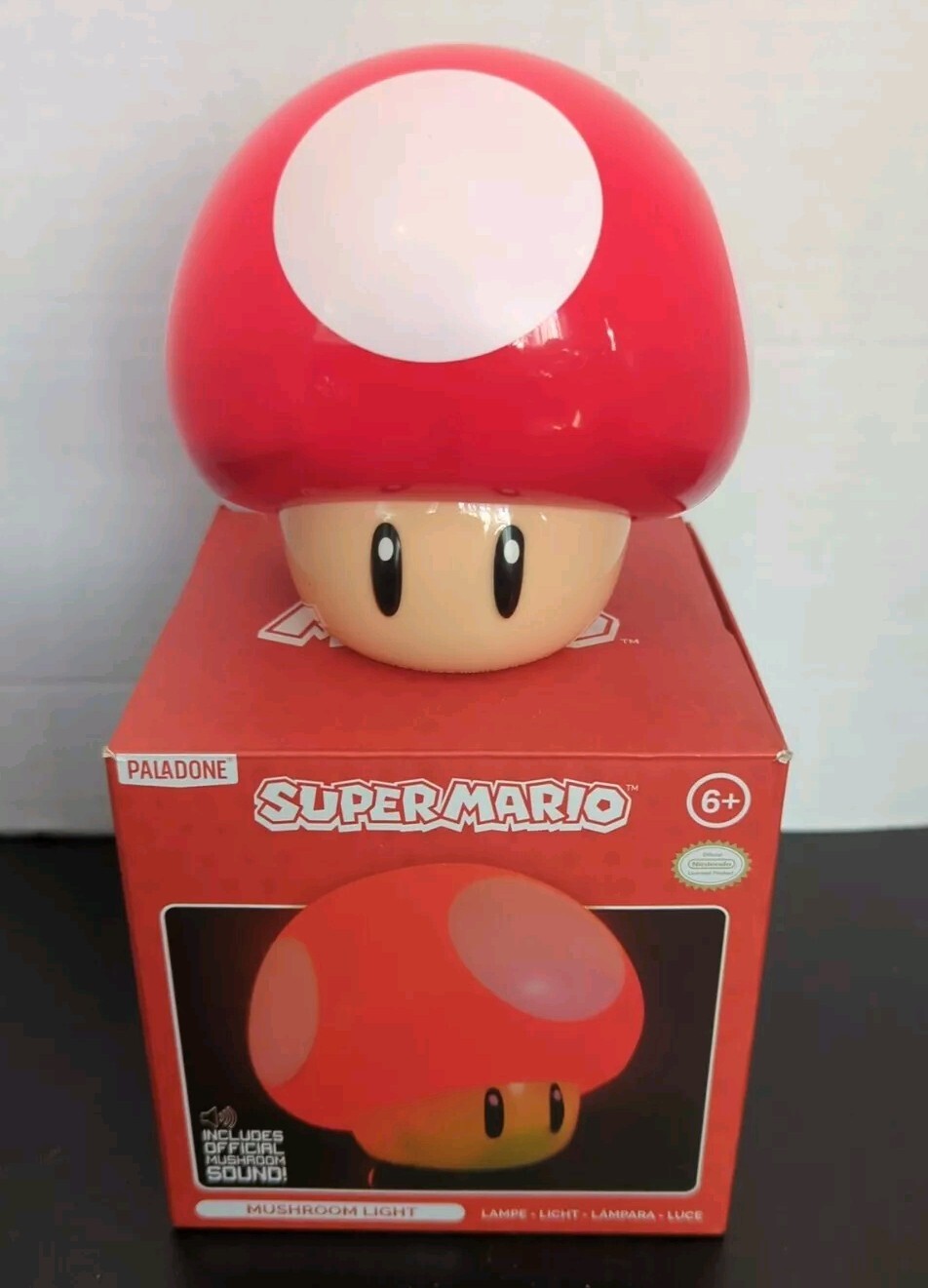Super Mario 1up Mushroom Light Red Paladone Tested Works EUC W/ Original Box
