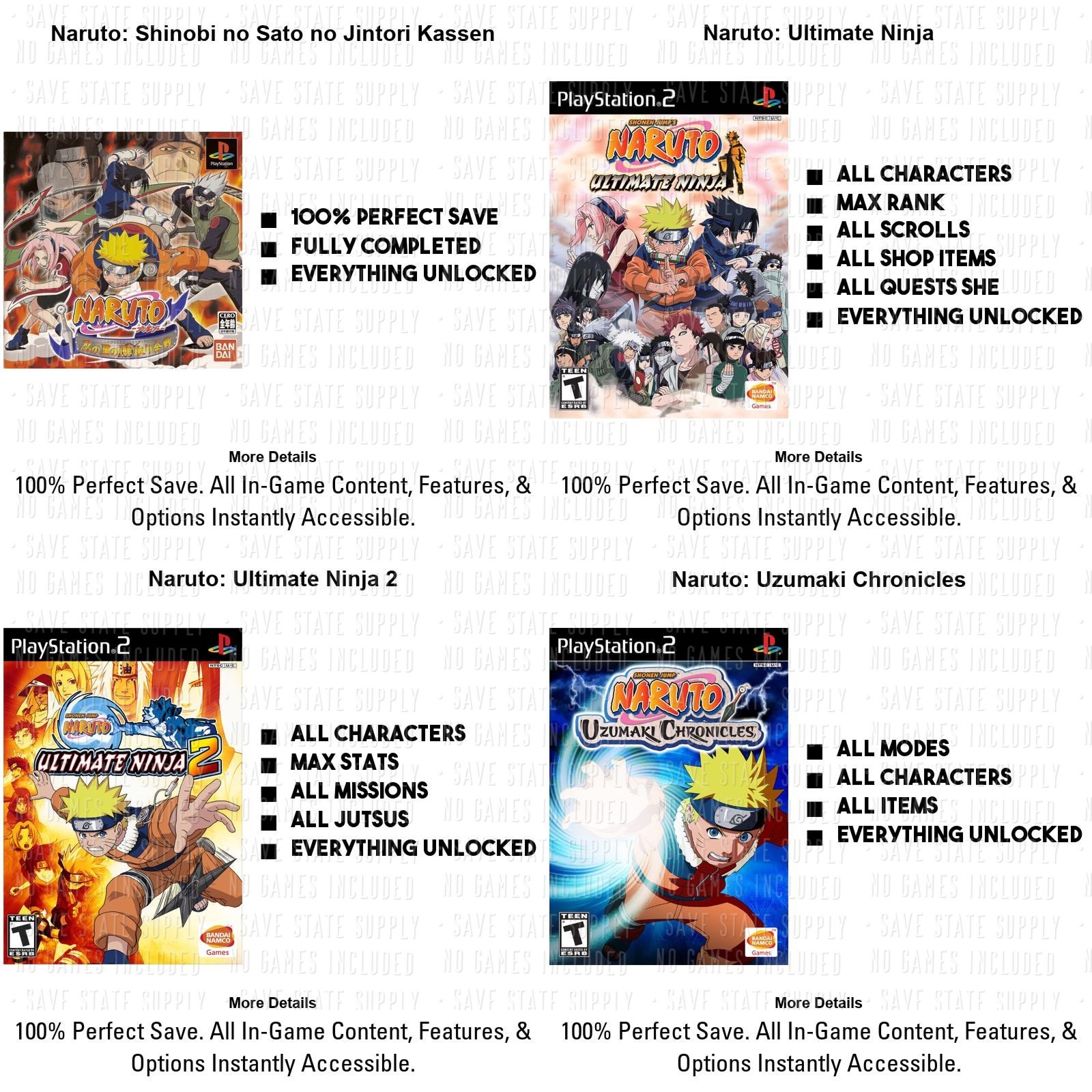 NARUTO 1 2 3 4 5 PS2 | MEMORY CARD SAVES | Ultimate Ninja Uzumaki Chronicles