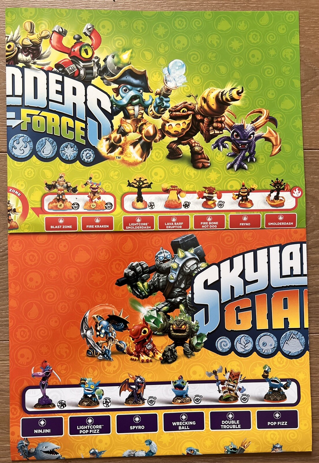 Lot 2 Skylanders Posters Giants and Swap Force Character Checklist New