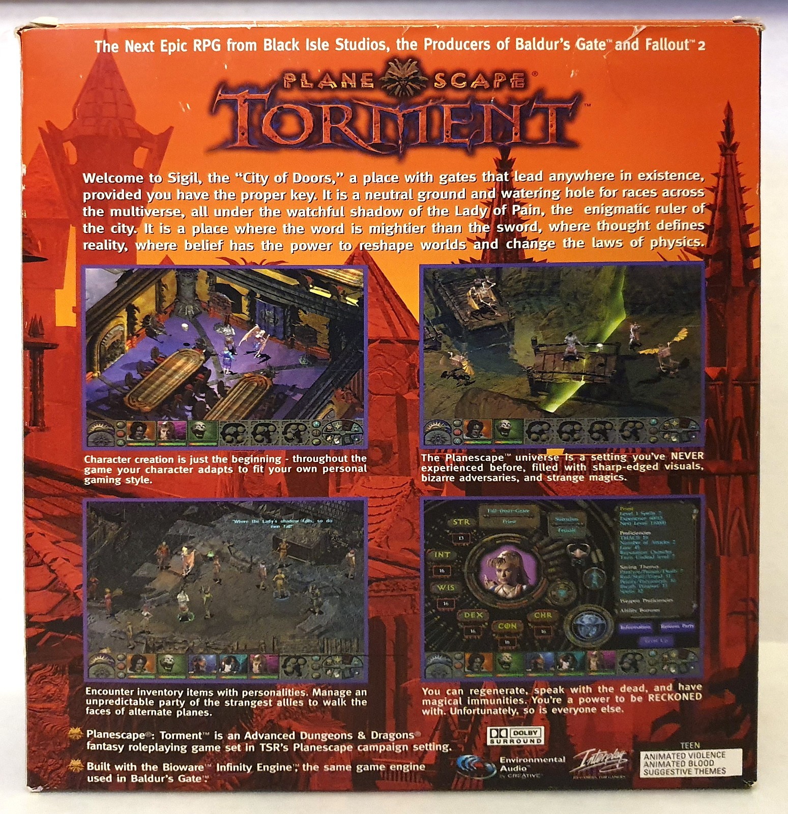 PlaneScape Torment CD pc, 1999 RPG of The Year, Big Box, Black Isle, collectable