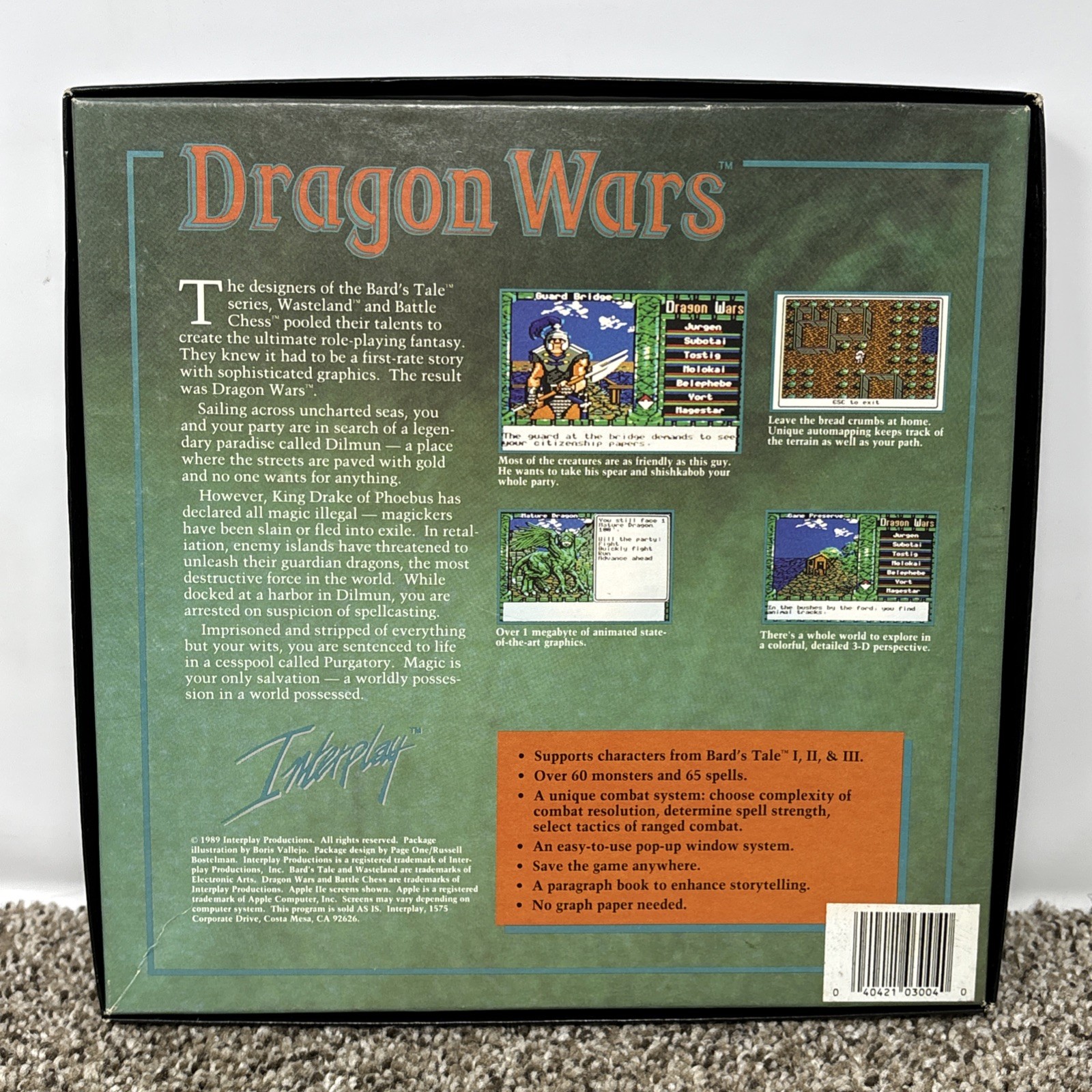 Dragon Wars Commodore Amiga Game Complete in Box CIB Very Good Untested