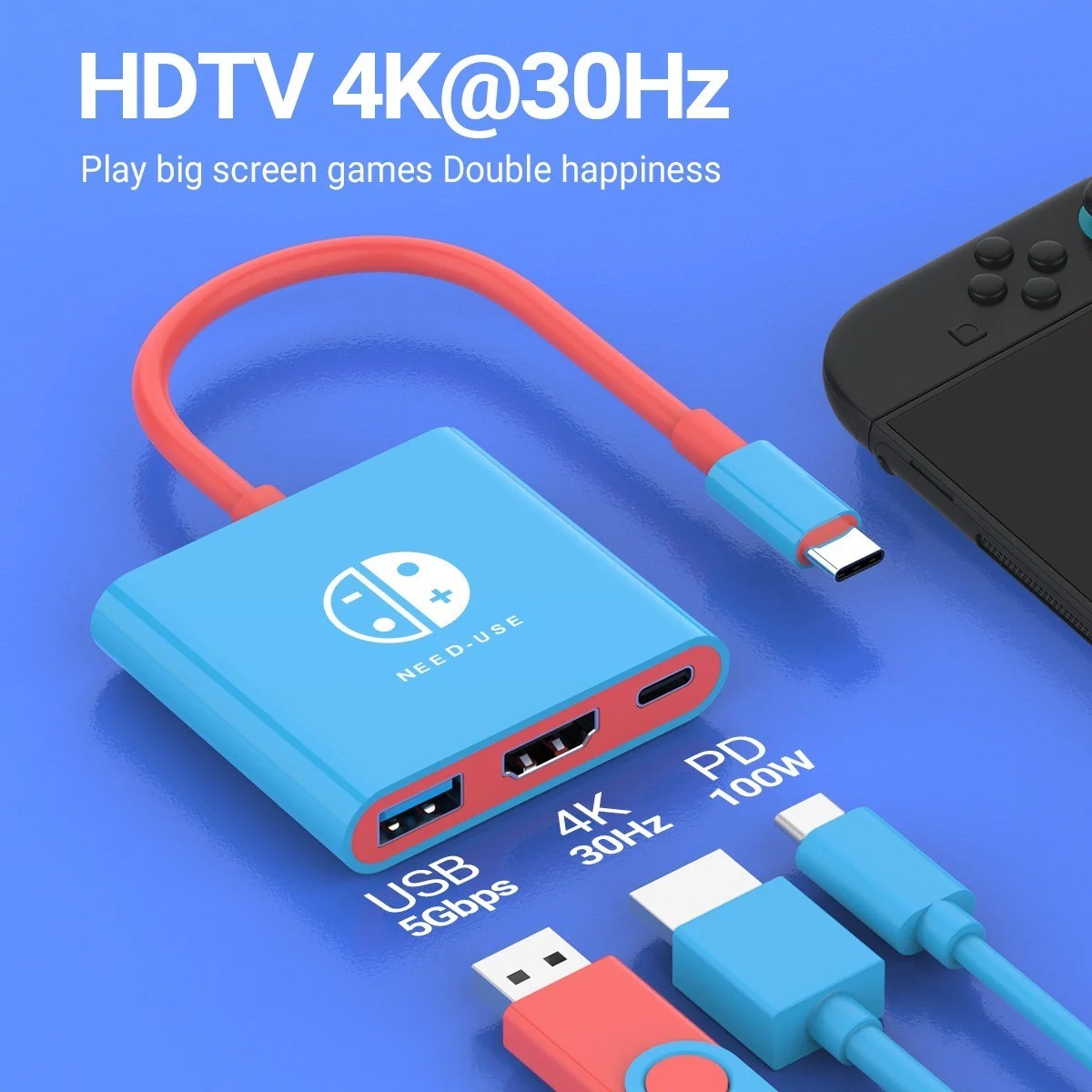 HDMI TV Dock For Nintendo Switch 1/2/OLED Docking Replacement Adapter Converter