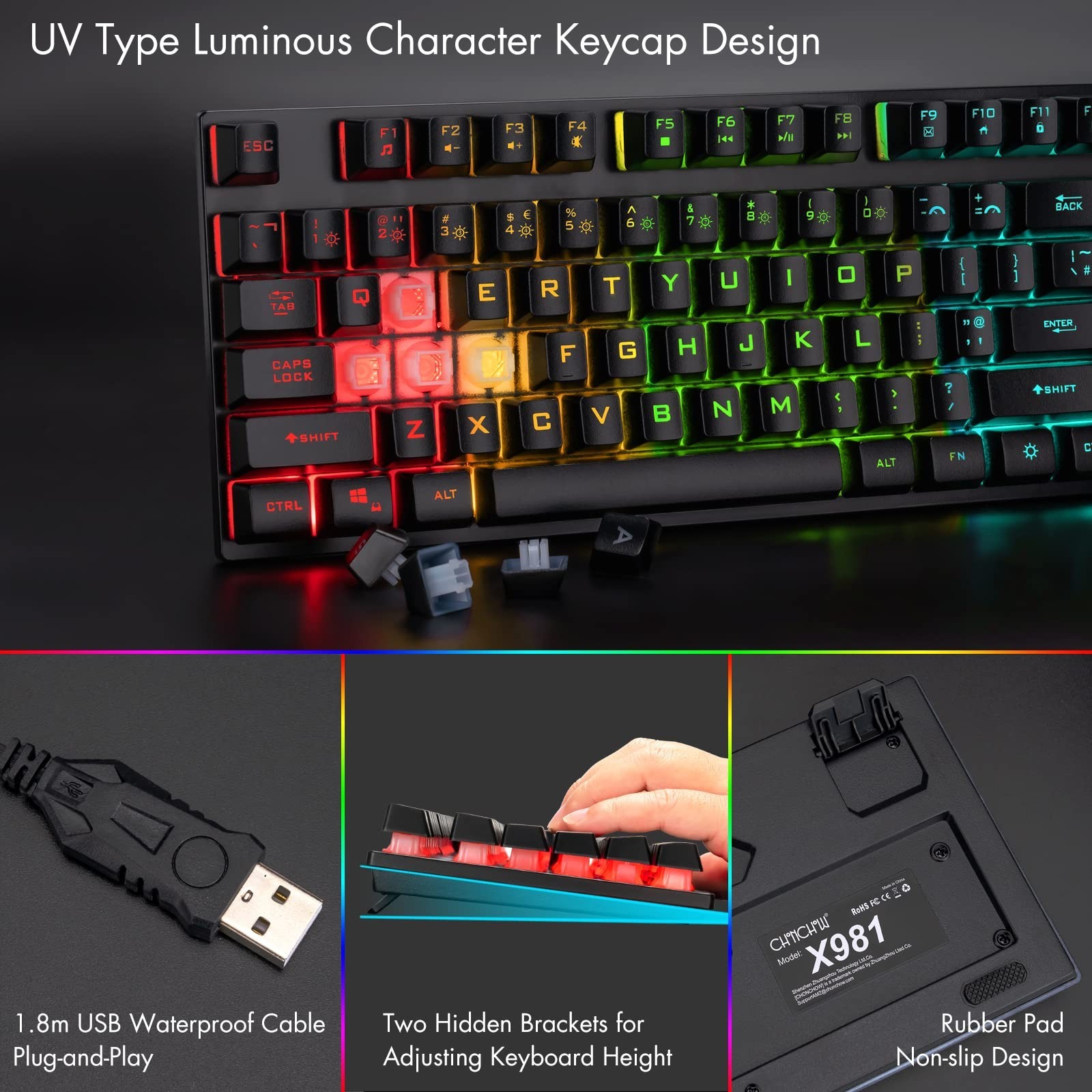 CHONCHOW Gaming Keyboard and Mouse for Mac PC PS5 PS4 Xbox One Gamers, RGB Ba…