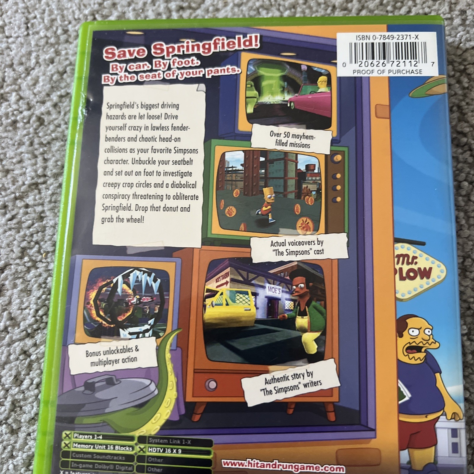 The Simpsons: Hit & Run (Microsoft Xbox, 2003) Case & Cover Art Only – No Game