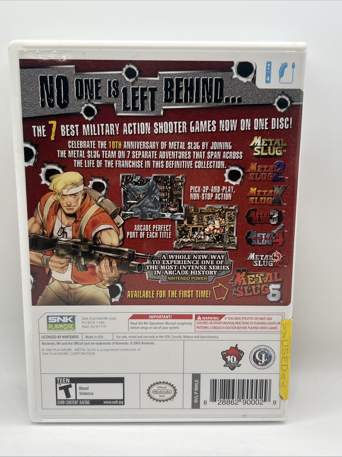 METAL SLUG ANTHOLOGY for Nintendo Wii (2006) CIB Tested! FAST SHIPPING