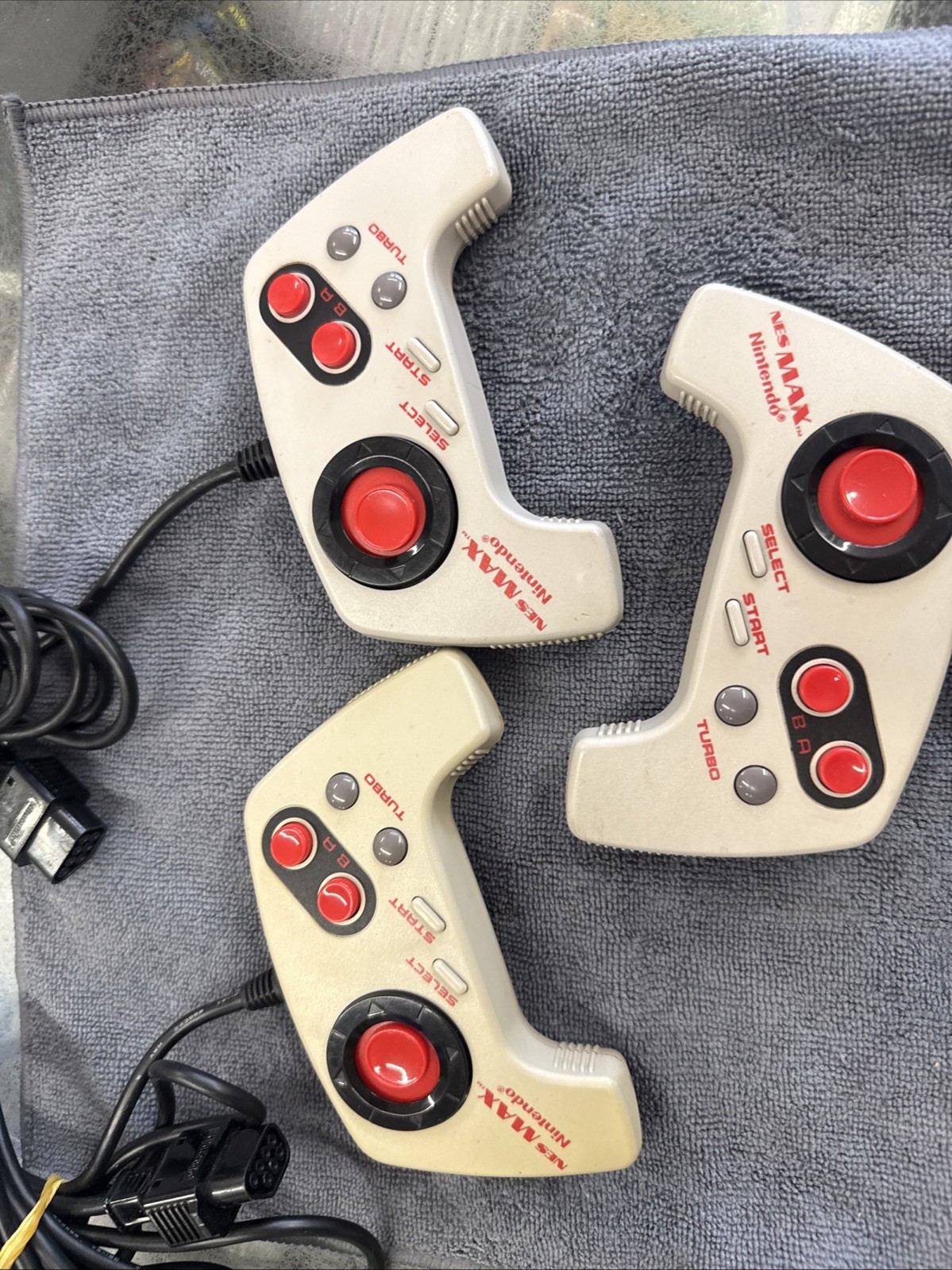 NES MAX Controllers Lot of 3 Turbo Tested Working Vintage Nintendo OEM 7ft Cord