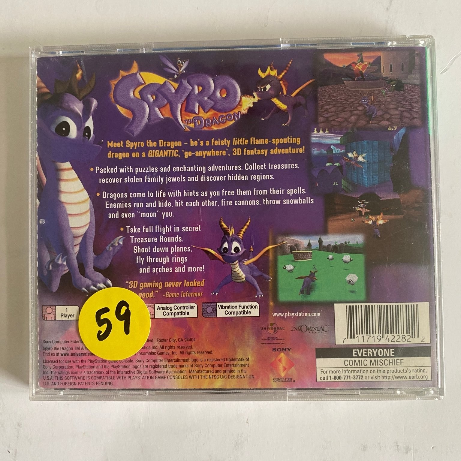 Spyro the Dragon Greatest Hits PlayStation PS1 Video Game 3D Platformer