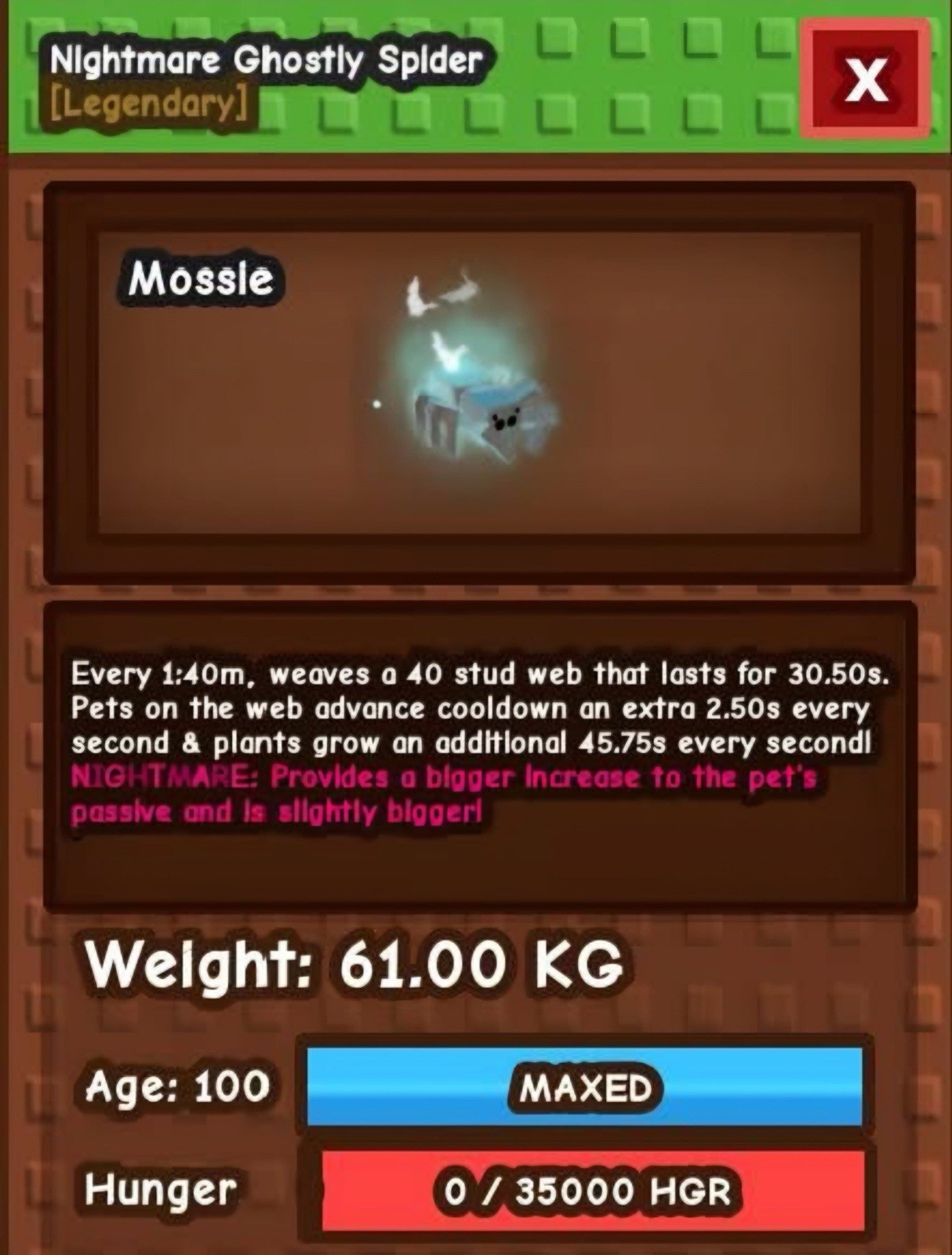 Huge Nightmare Ghostly Spider – Grow A Garden – Fast Delivery!
