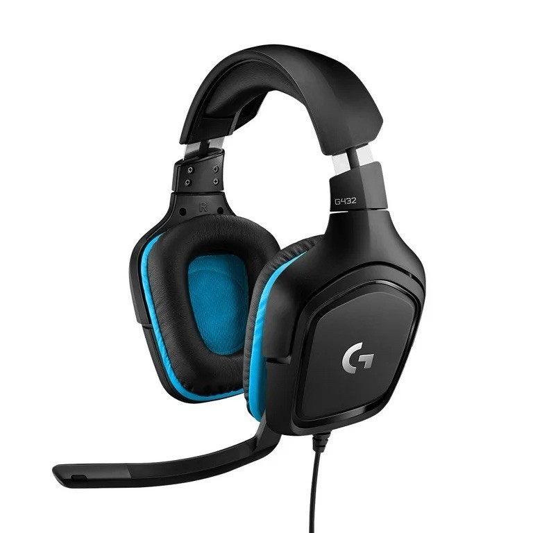 Logitech G432 Wired Gaming Headset 7.1 Surround Sound Black Blue 3.5mm USB