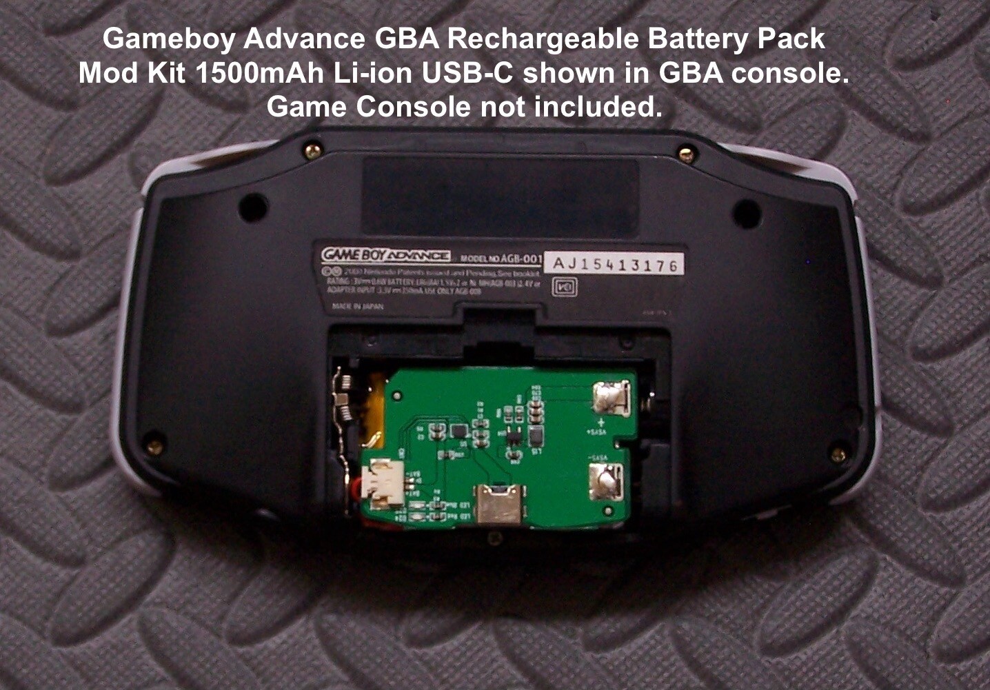 Gameboy Advance Rechargeable Battery Pack 1500mAh Li-ion USB-C Cable included