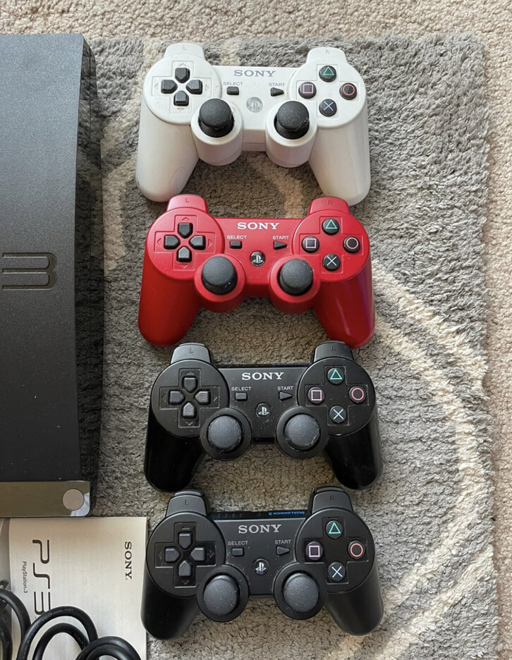 Playstation 3 Slim Console TESTED 160GB with 4 Controllers, 14 Games SEE NOTES