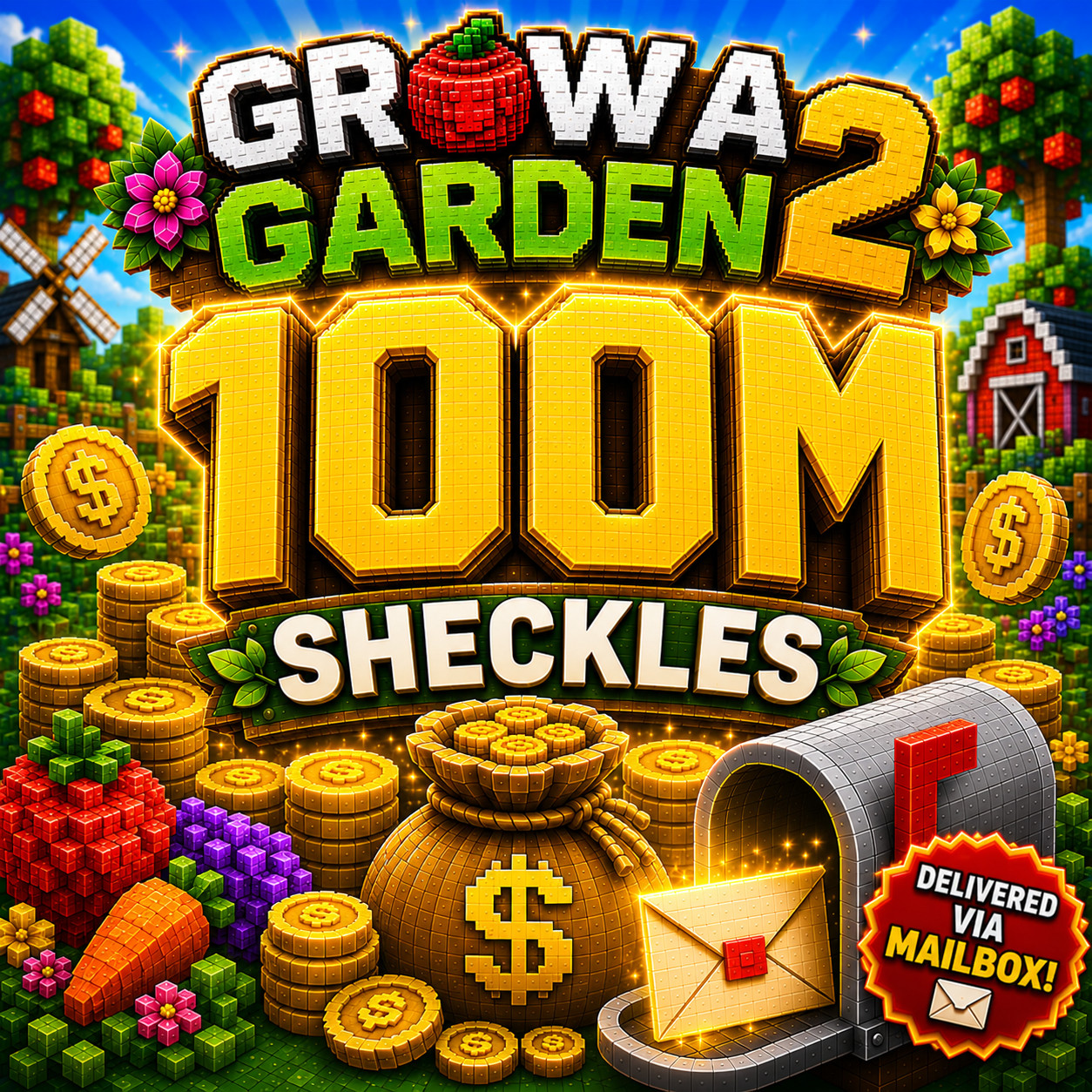 Roblox GROW A GARDEN 2 GAG2 100M Sheckles