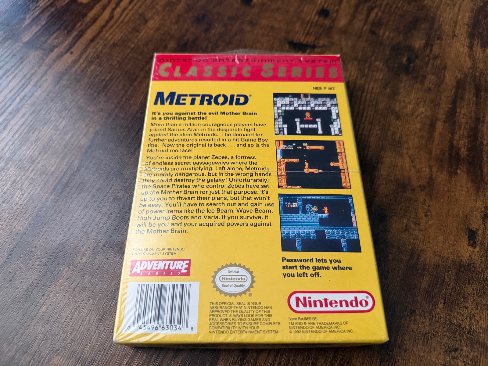 oval seal Metroid yellow complete in box seal nintendo nes factory MINT