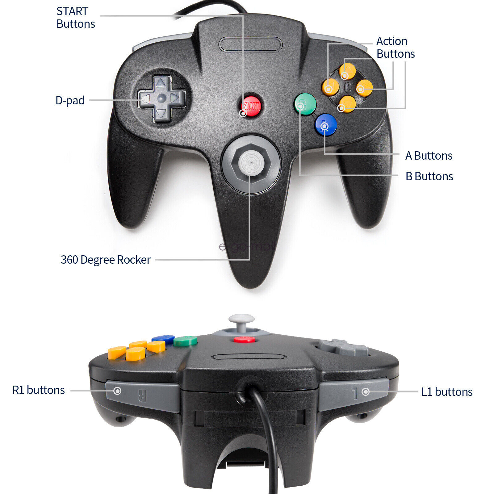 Wired or Wireless N64 Controller Game Gamepad Joystick Joypad For Nintendo 64