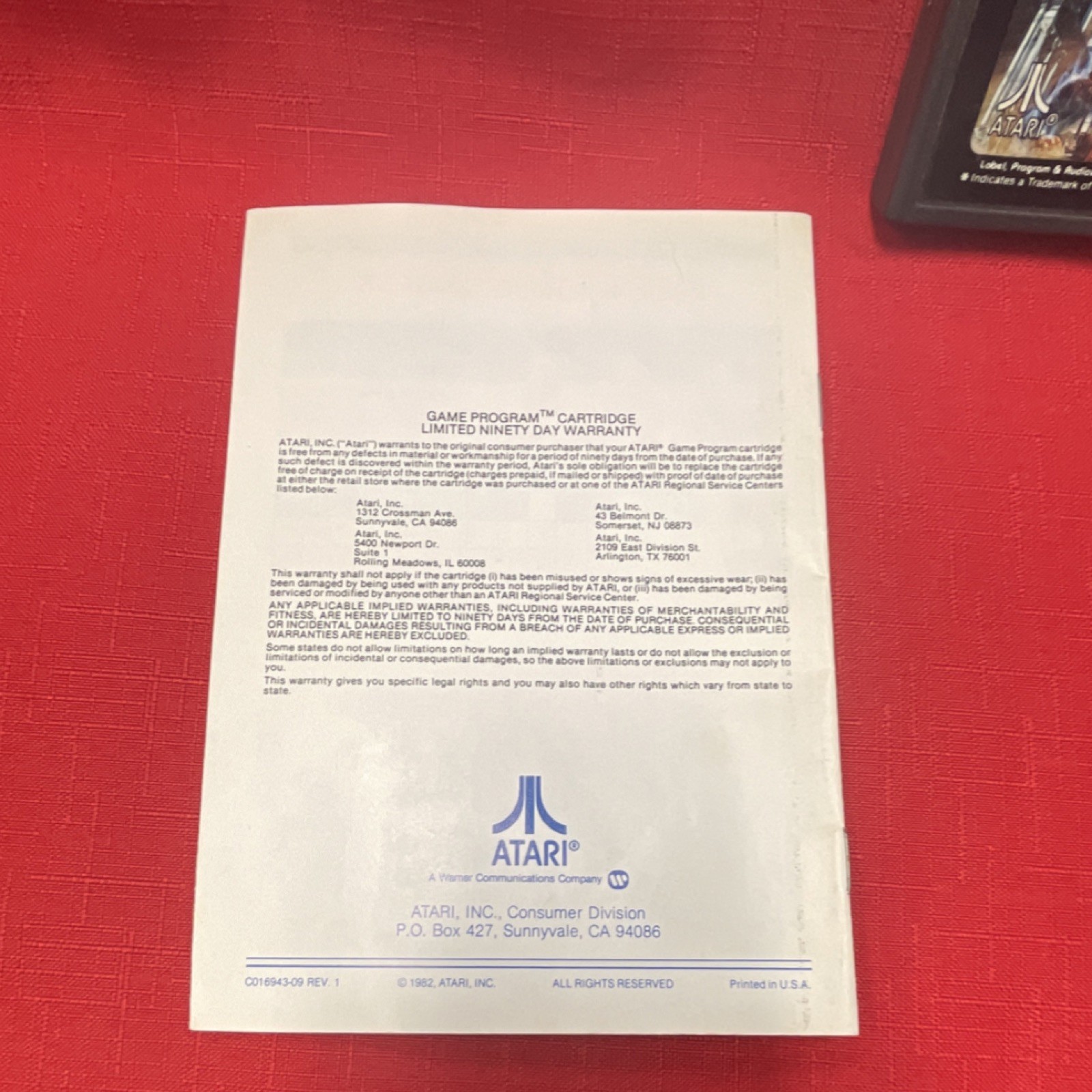 Atari Defender Arcade Game for Atari 2600 Manual Included