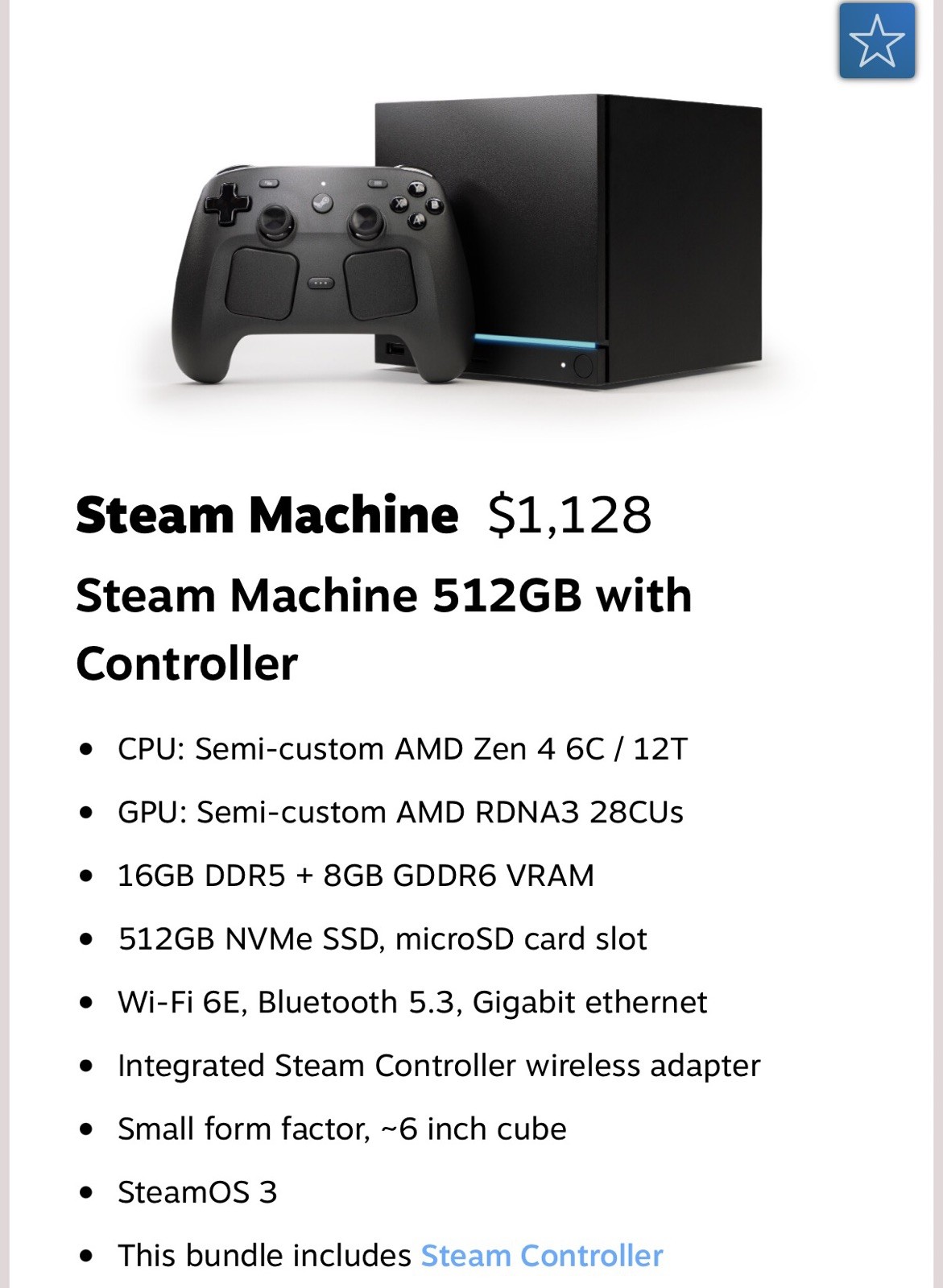 Steam Machine 512GB with Controller Valve PC- CONFIRMED PREORDER