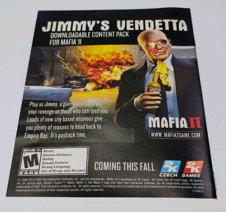 Mafia II Collector’s 2010 PC DVD Edition Steel book – Complete In Box Authentic