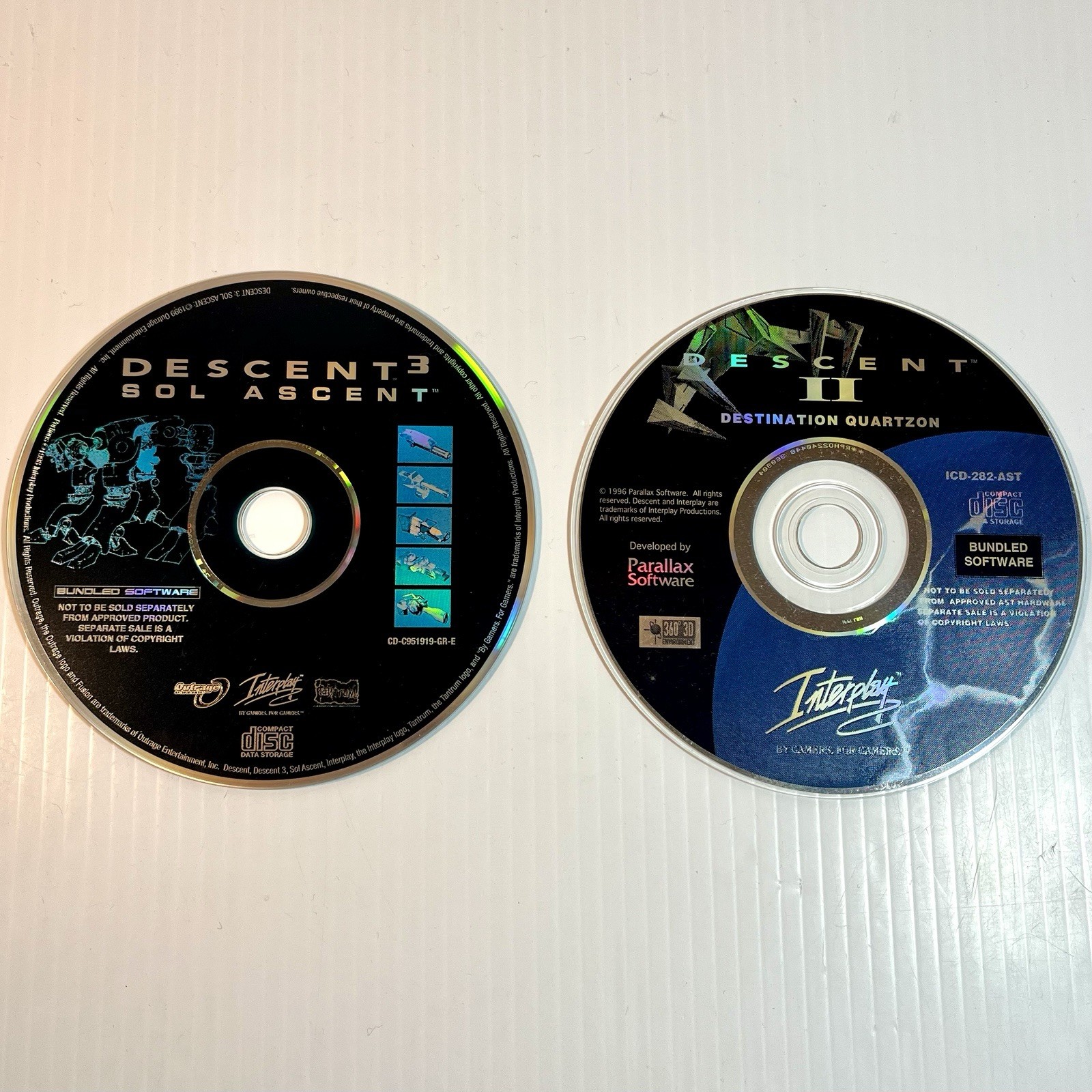 Descent 3 Sol Ascent & Descent 2 Destination Quartzon PC GAME CDs