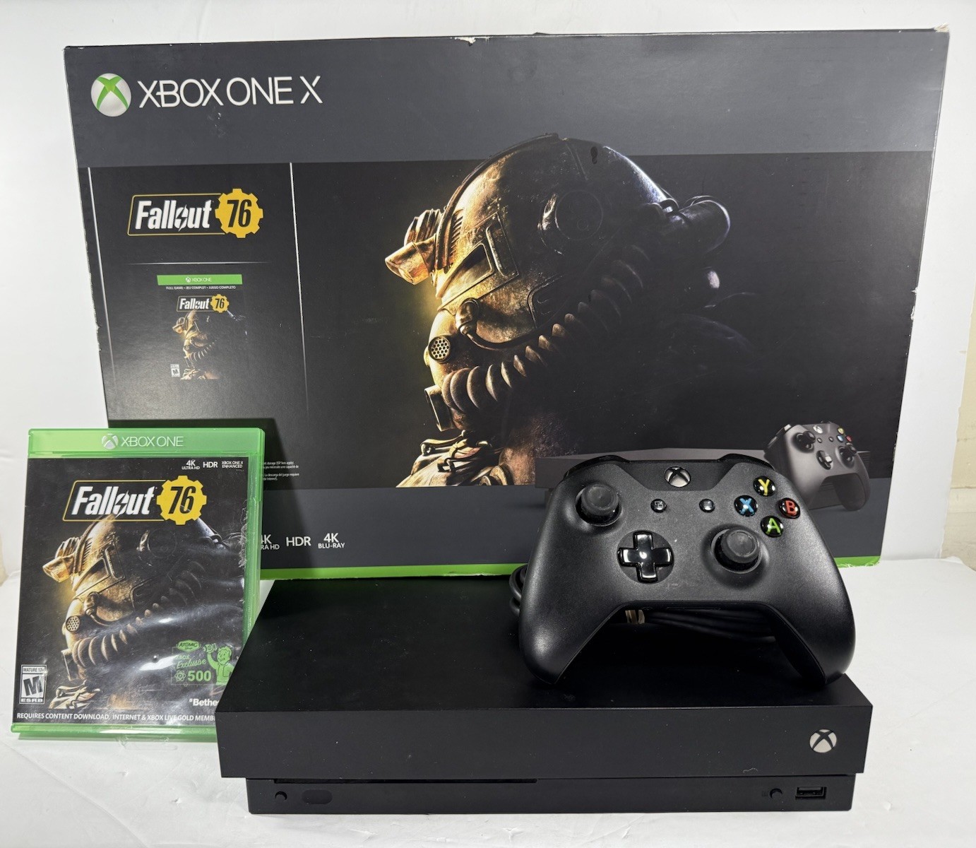 Microsoft Xbox One X Console 1TB Black + Controller & Cables – Fallout 76 Bundle