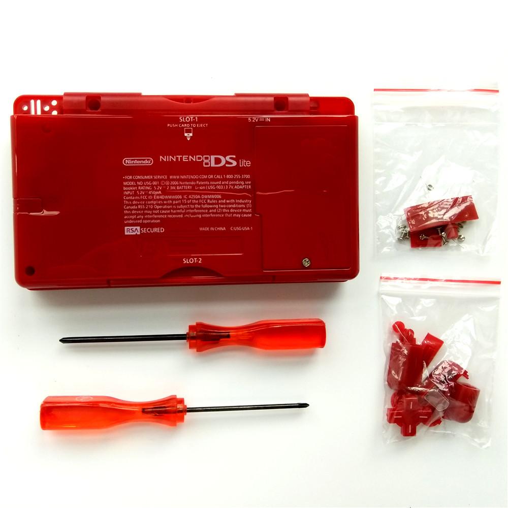Mario Red Housing Shell Case Kit for DS Lite, NDSL DSL Casing Repair Part