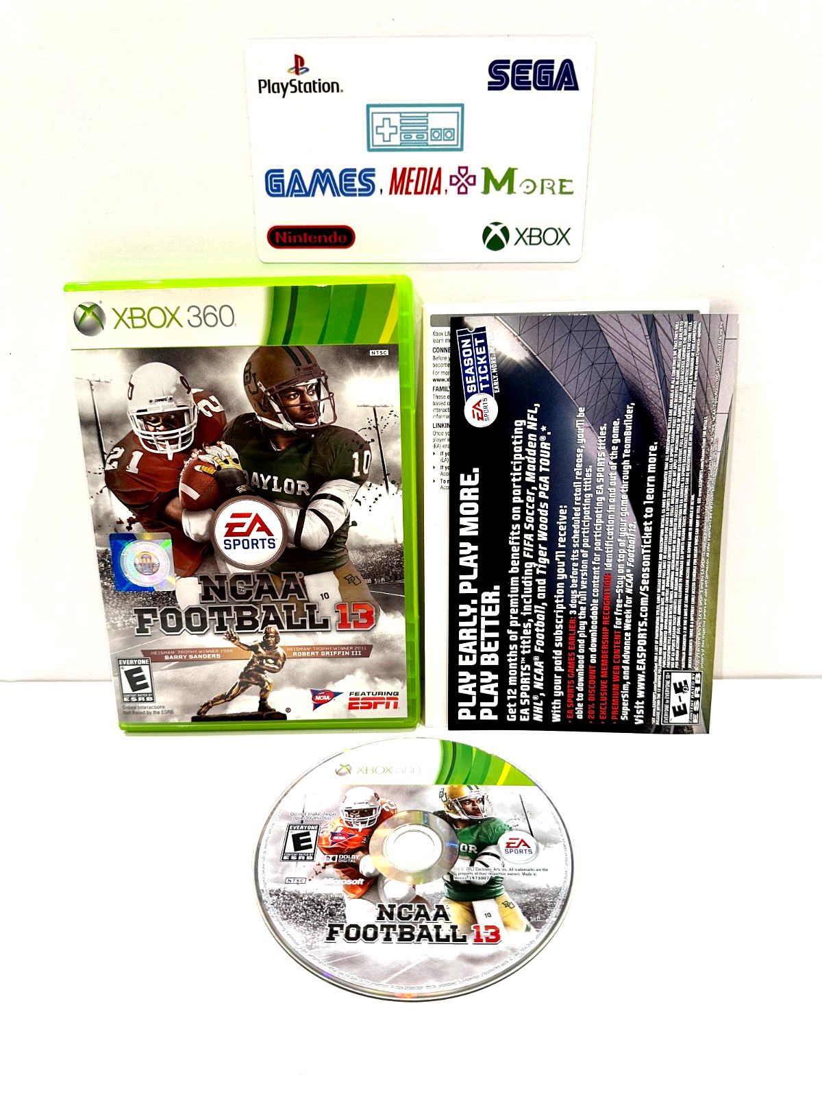 NCAA Football 13 (Microsoft Xbox 360, 2012) Complete w/ Inserts TESTED CIB