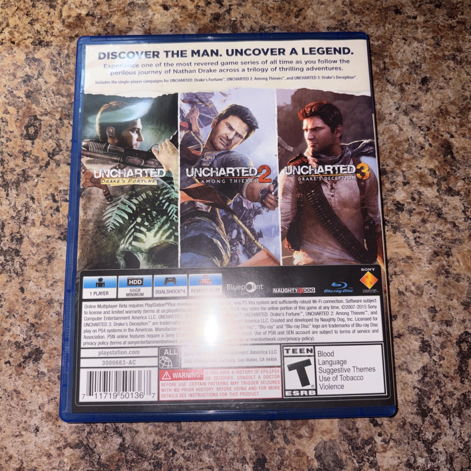Uncharted The Nathan Drake Collection for PlayStation 4 PS4 CIB Adult Owned