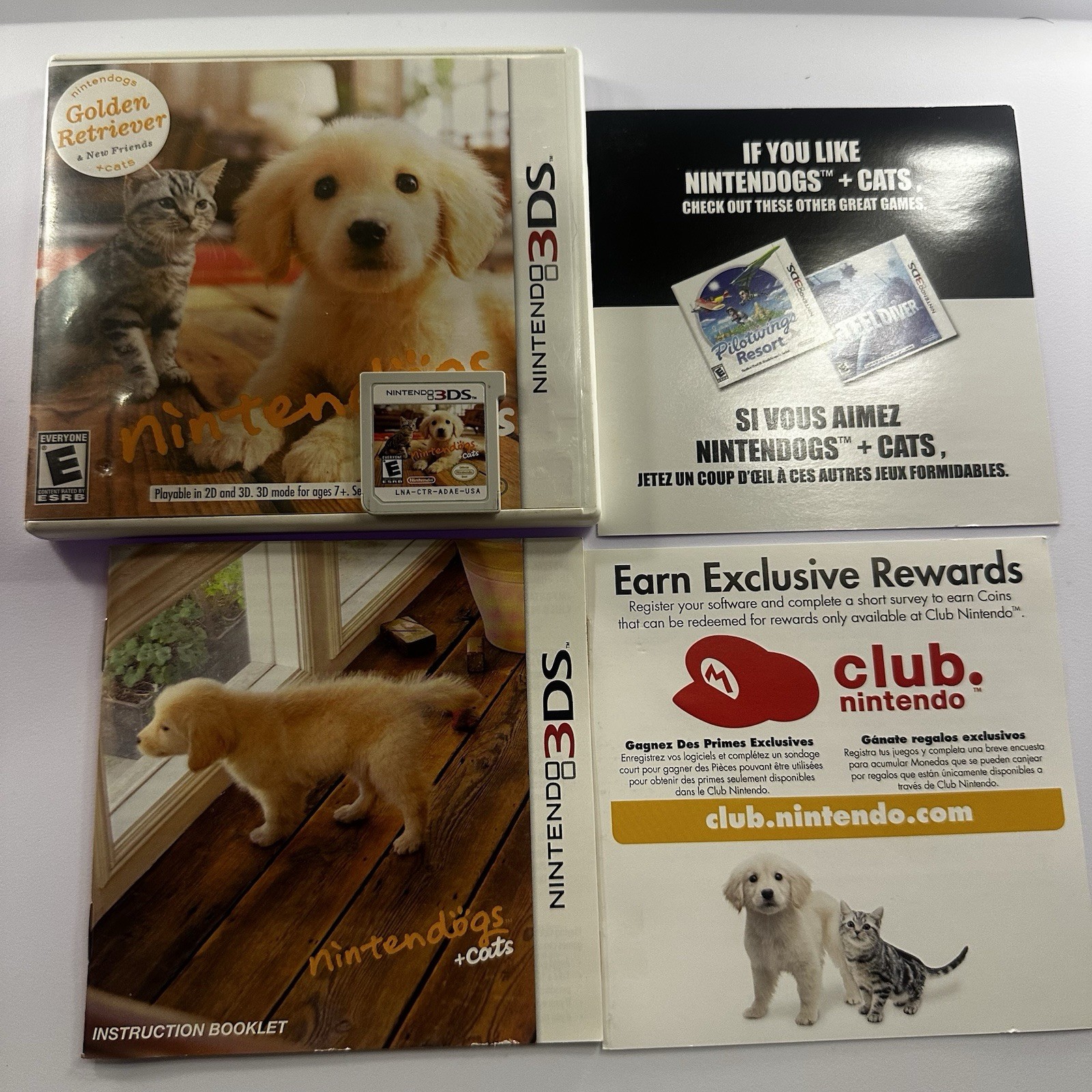 Nintendogs + Cats: Golden Retriever & New Friends (Nintendo 3DS) 2011 CIB Good