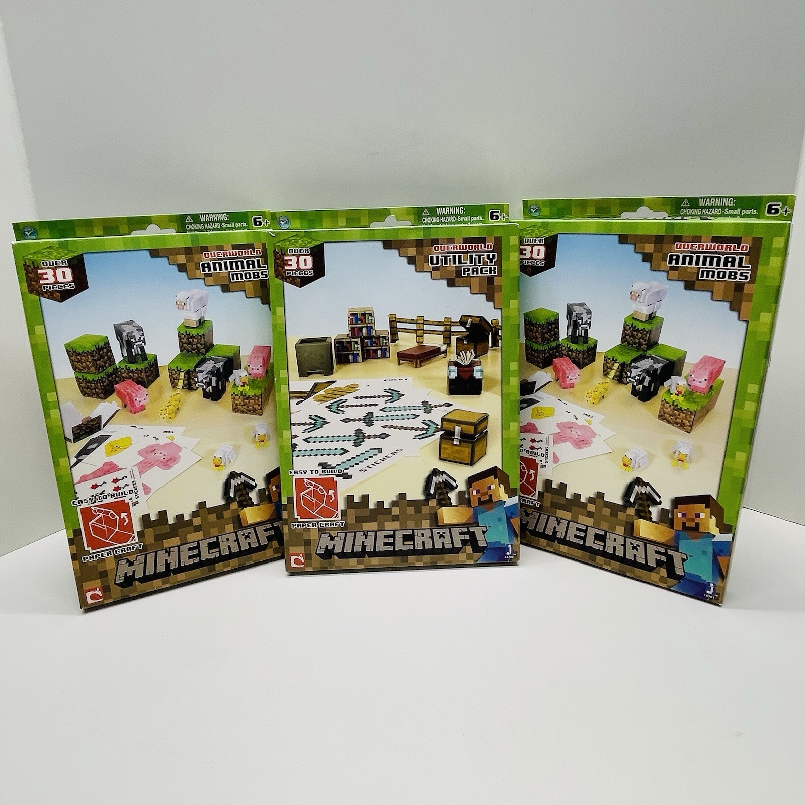 Minecraft Overworld Bundle Animal Mobs & Utility Pack Paper Craft Jazwares -2013