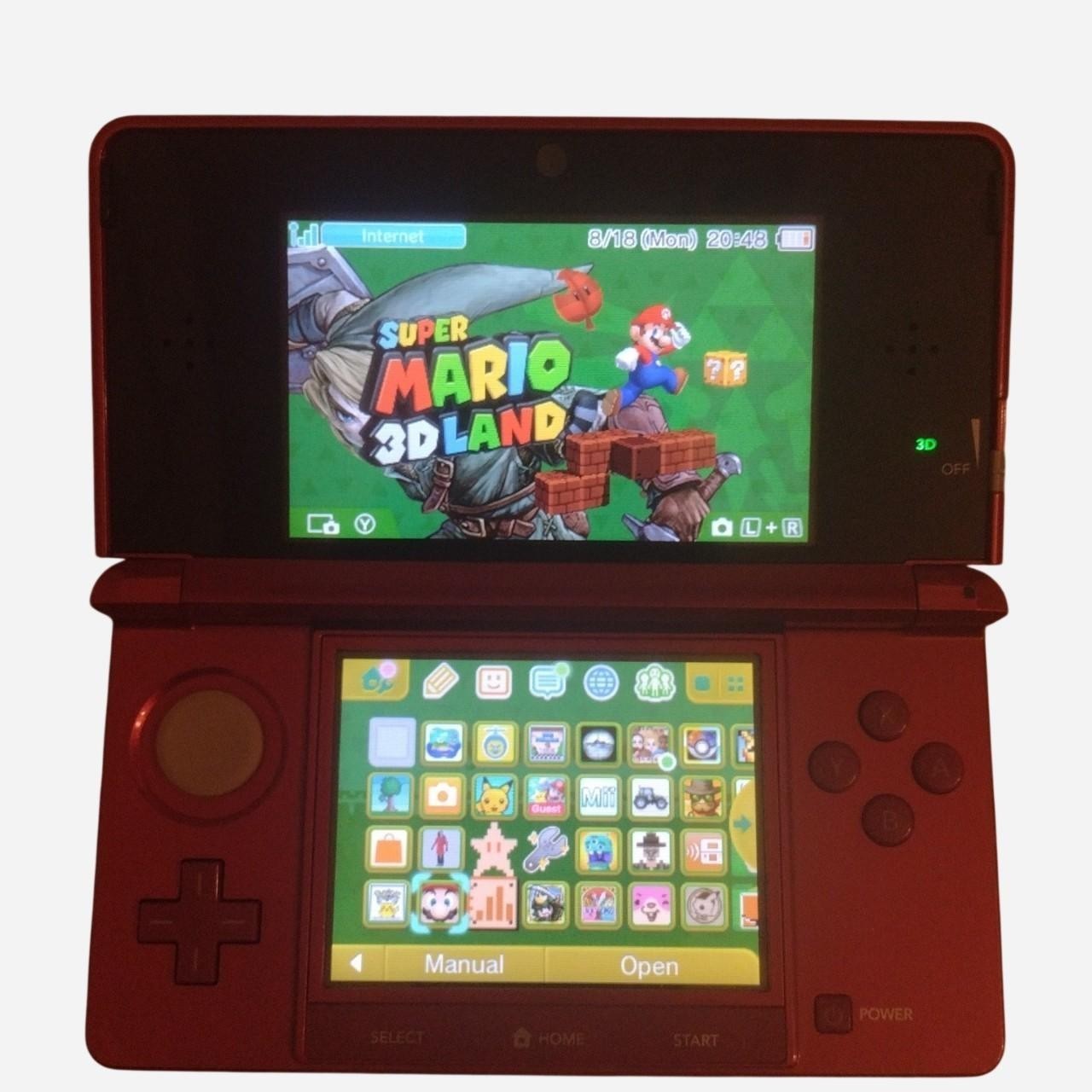 Nintendo Red 3DS BUNDLE w/ 10+ Games including Tomodachi life TESTED & WORKING