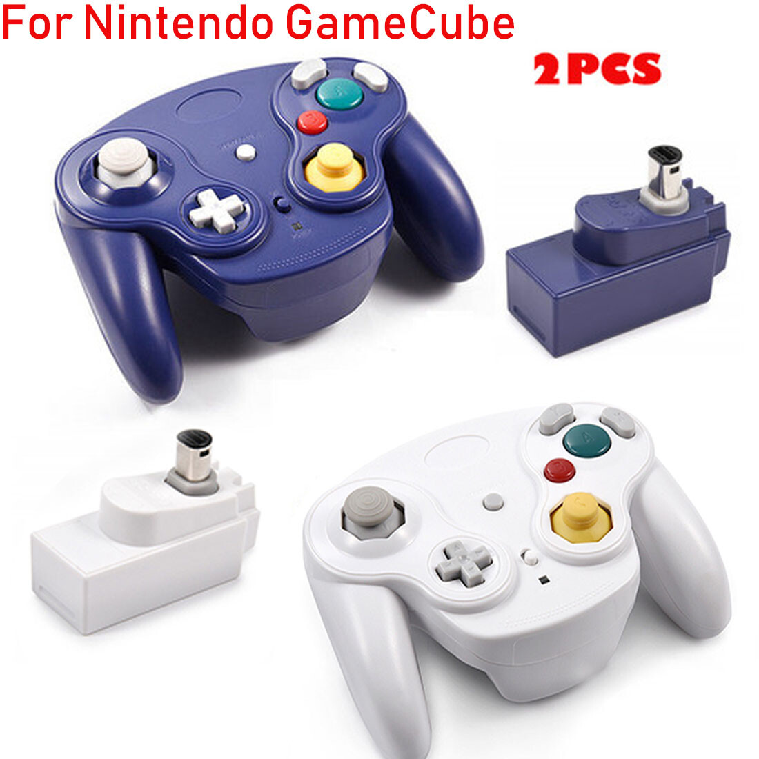 Wireless Game Controller With Adapter Wavebird For Gamecube Retro GC NGC 2 Packs