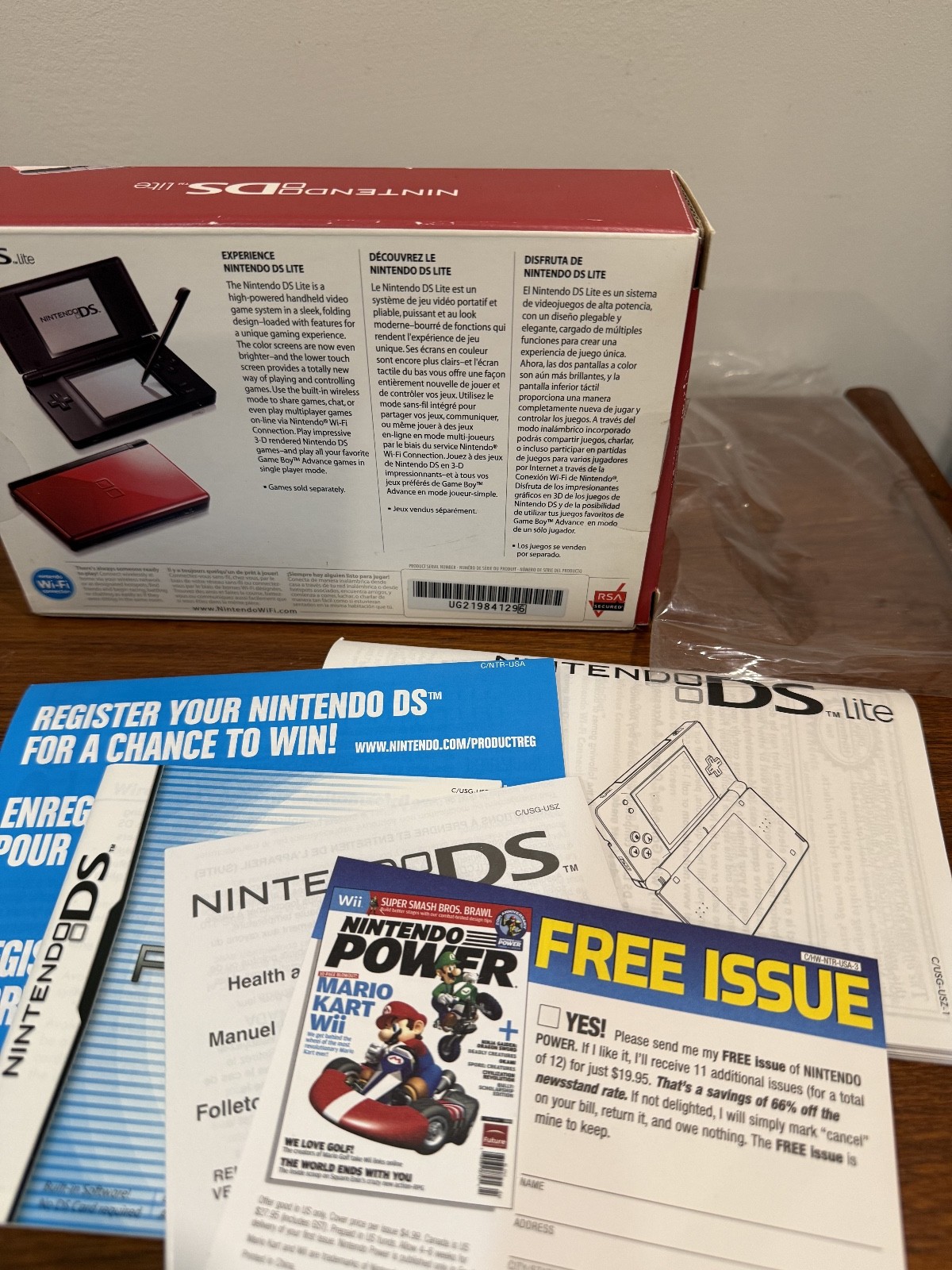 Nintendo DS Lite Red/Black Console In Box Tested Great Condition w/ Accessories