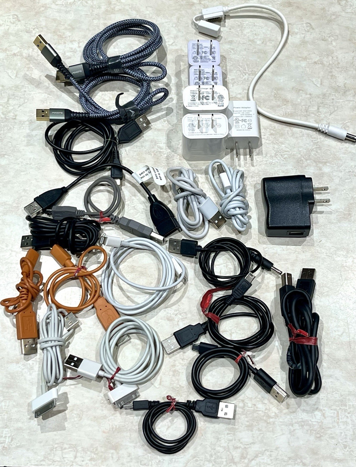 Wall Charger and USB – Various Cable Lot/24 Items as Shown RoH8 Intertek ++