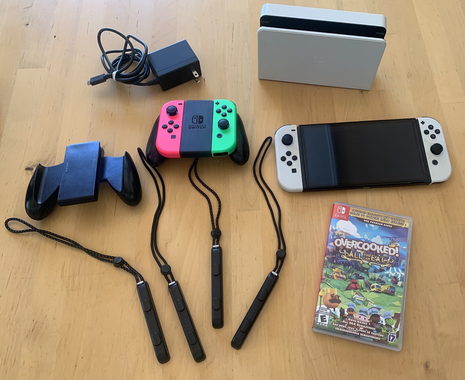 Nintendo Switch OLED White Joy-Con Bundle Dock Charger And More, Works Great