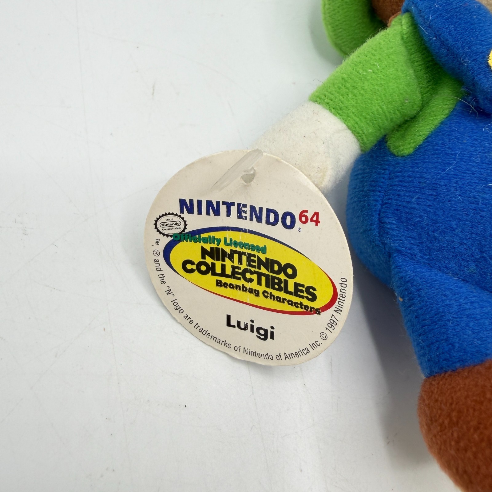 NWT Vintage 1997 BD&A Nintendo Super Mario 64 Luigi Bean Bag Plush Doll Rare 6″