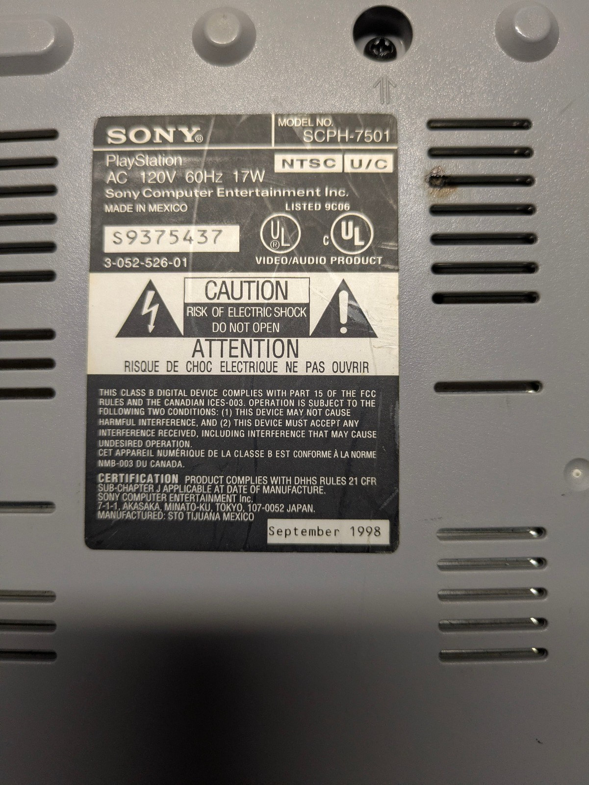 Sony Playstation 1 SCPH-7501 Console Tested and WORKING