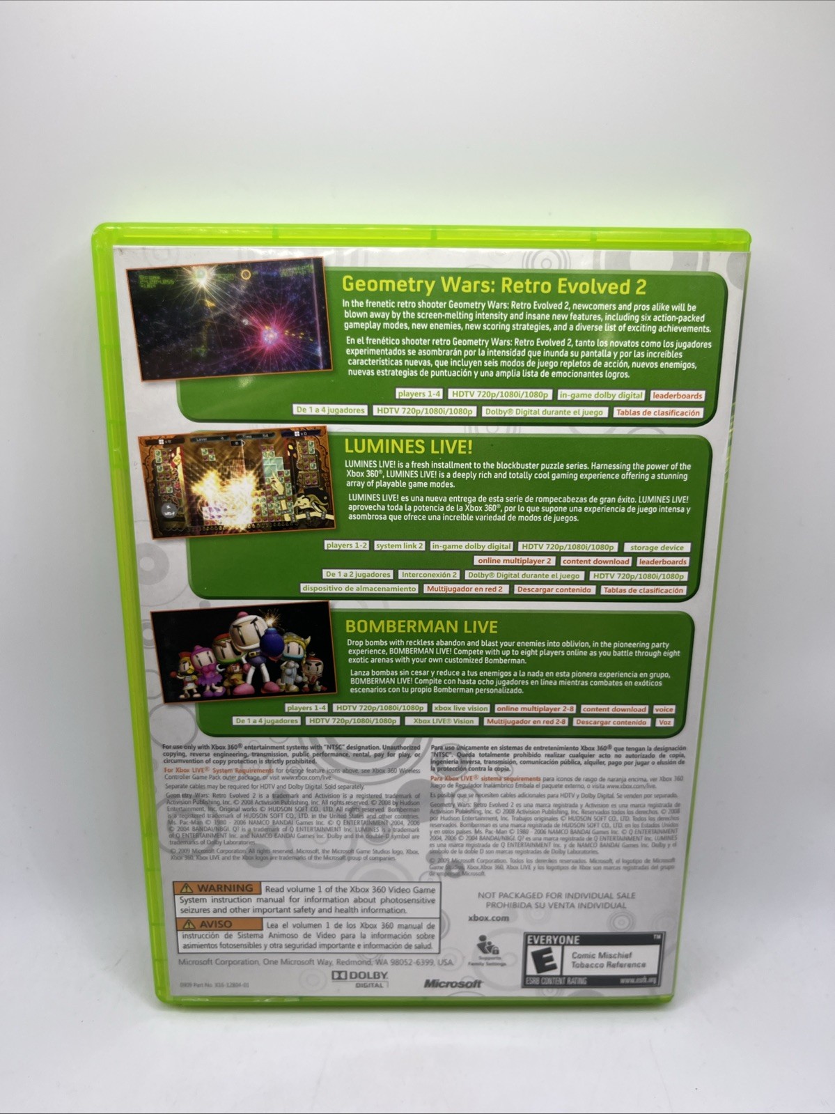 Xbox Live Arcade Pack Microsoft Xbox 360 Bomberman Geometry Wars Lumines Live