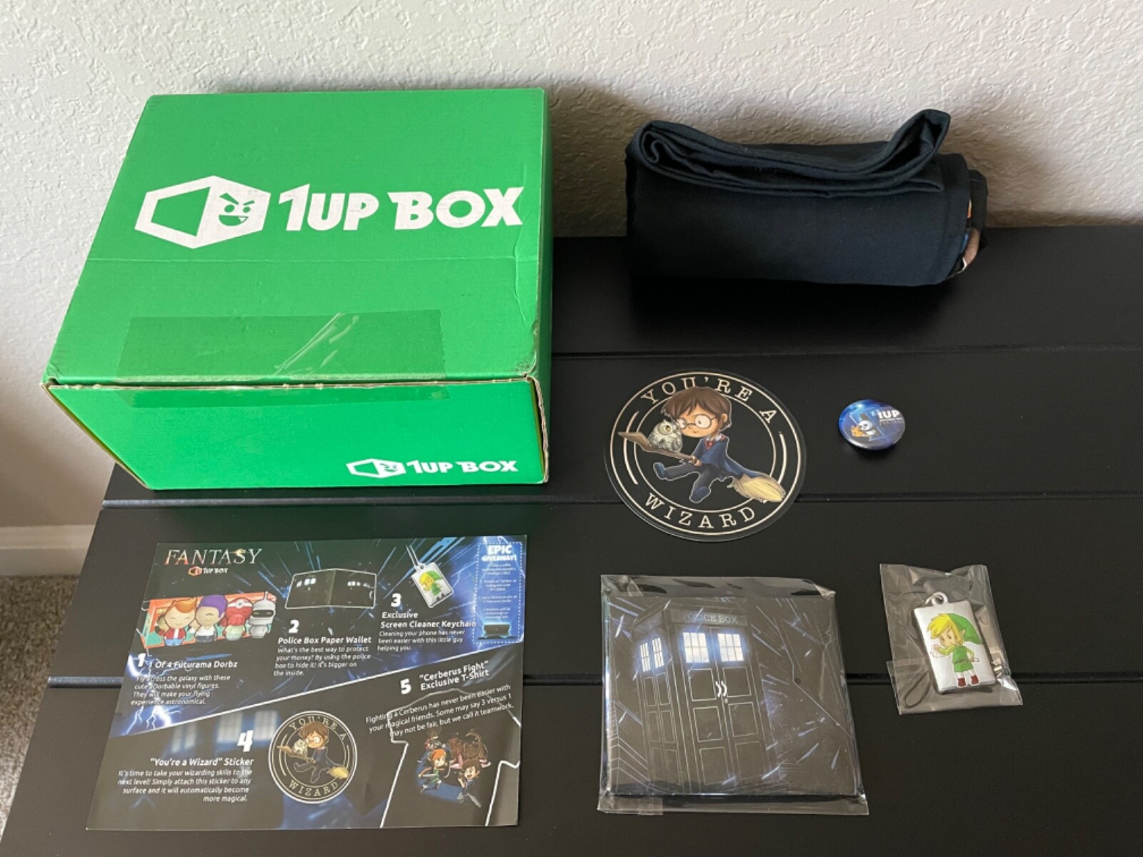 1UP Loot Subscription Box (November 2016) Tshirt, Harry Potter, Doctor Who Zelda