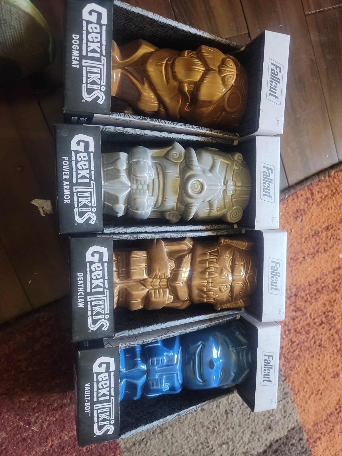 4 Geeki Tikis Fallout Power Armor & Deathclaw Dogmeat Vault Boy Mug New in Box