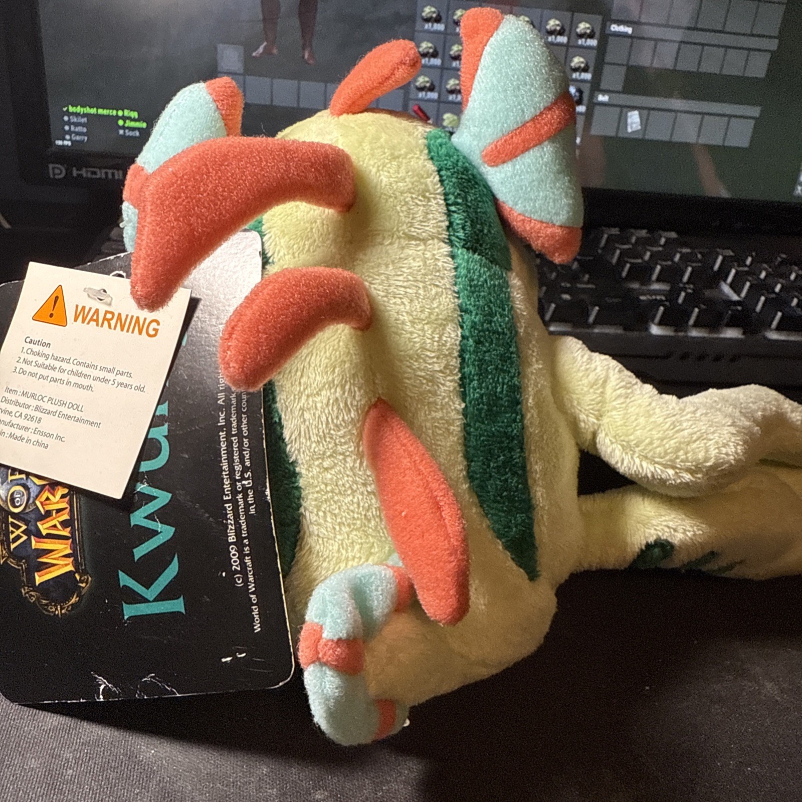 World of Warcraft KWURKY Murloc Plush Blizzard Blizzcon Green