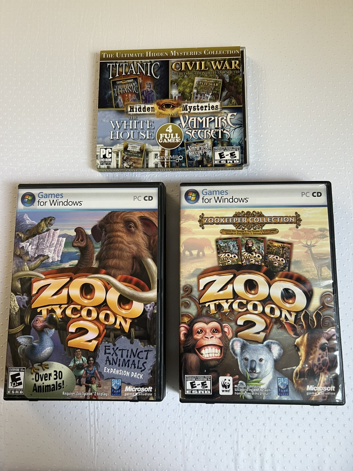Zoo Tycoon 2 Zookeeper Edition + Extinct Expansion PC CD-ROM + Hidden Mysteries