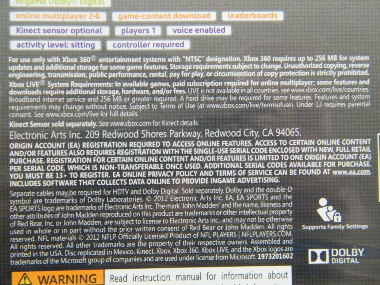 MADDEN NFL 13 XBOX 360 BETTER WITH KINECT, NEW, SEALED