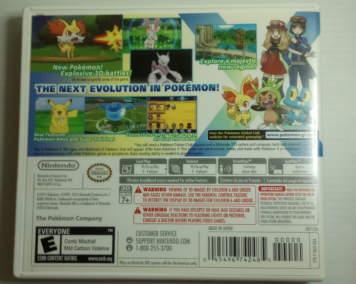 Pokémon X – Nintendo 3DS – Complete With Manual and Inserts