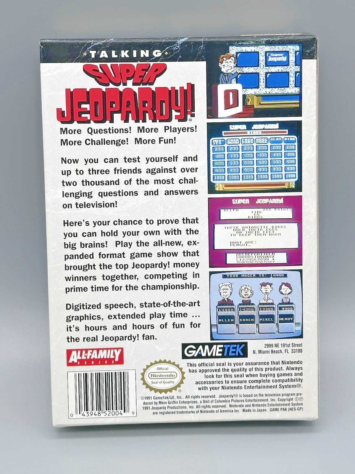 Nintendo NES Talking Super Jeopardy BOX ONLY 1991 Box with Styrofoam NO GAME!