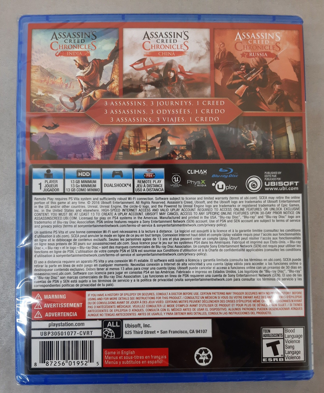 Assassin’s Creed Chronicles for Play Station 4 (PS4) Unisoft