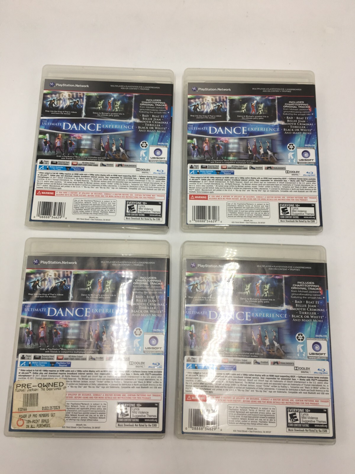 Lot of 4 – Michael Jackson The Experience (Sony PlayStation 3, PS3) w/ Manuals